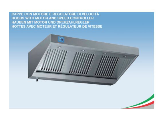 Cappa snack cm.240x90 con motore 9/9T, variatore e illuminazione LED.